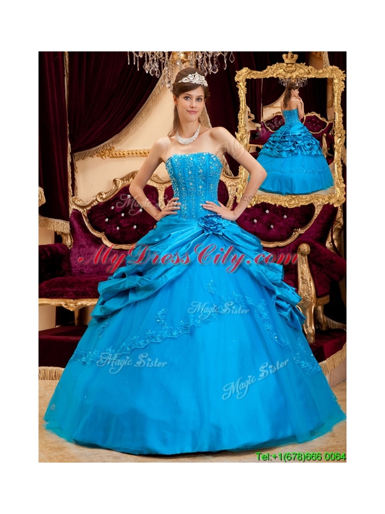 2016  Pretty  Ball Gown Strapless Floor Length Quinceanera Dresses