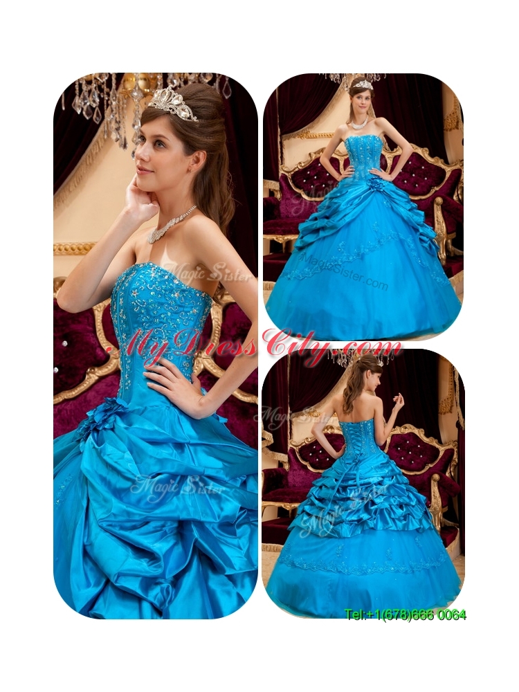 2016  Pretty  Ball Gown Strapless Floor Length Quinceanera Dresses