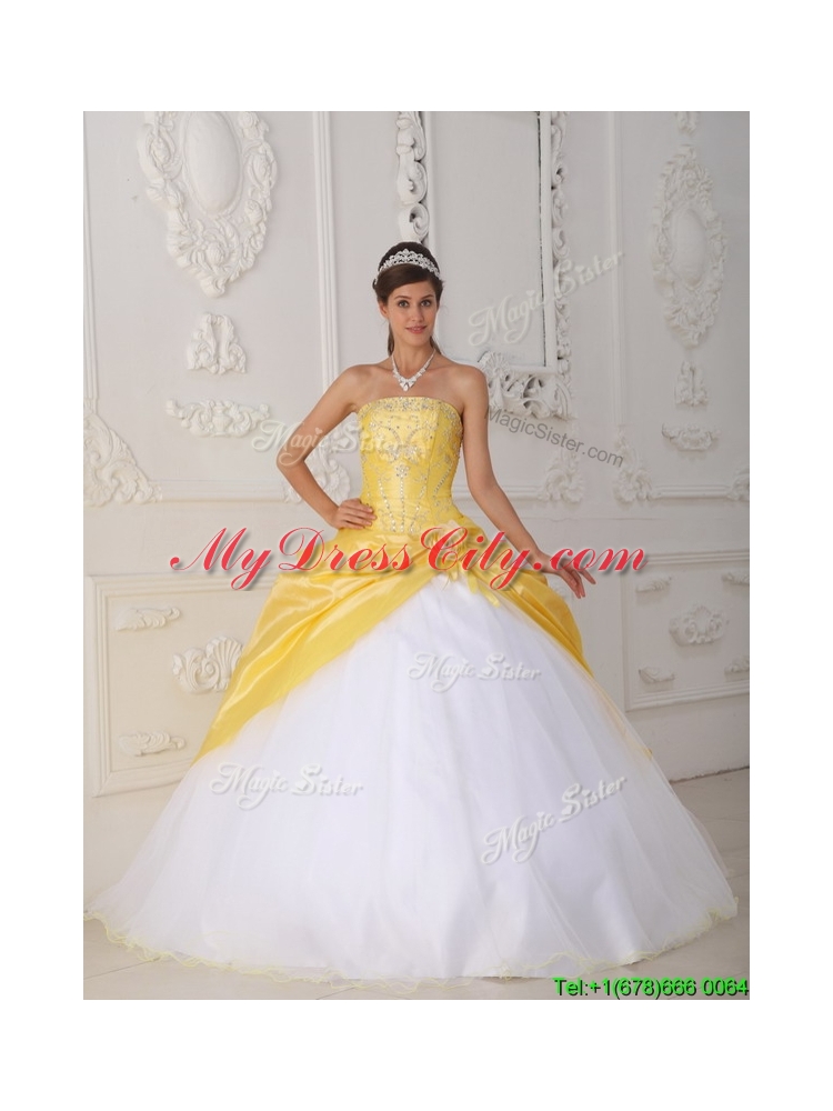 2016  Pretty  Hand Made Flower Quinceanera Dresses in Yellow and White