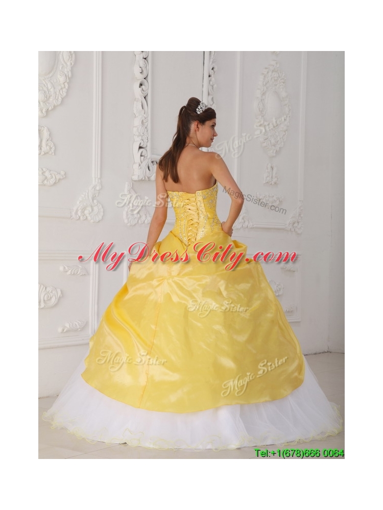 2016  Pretty  Hand Made Flower Quinceanera Dresses in Yellow and White