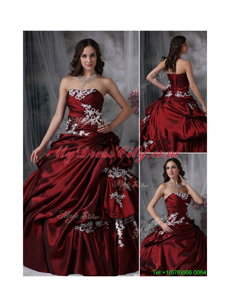 2016  Unique  Ball Gown Strapless Appliques Quinceanera Dresses