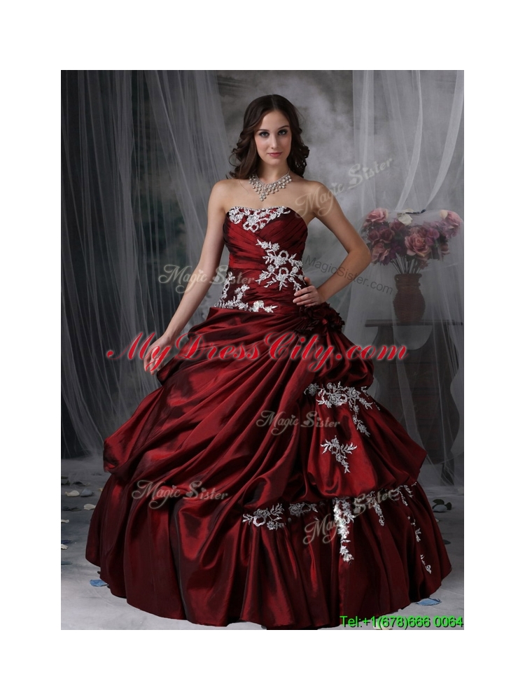 2016  Unique  Ball Gown Strapless Appliques Quinceanera Dresses