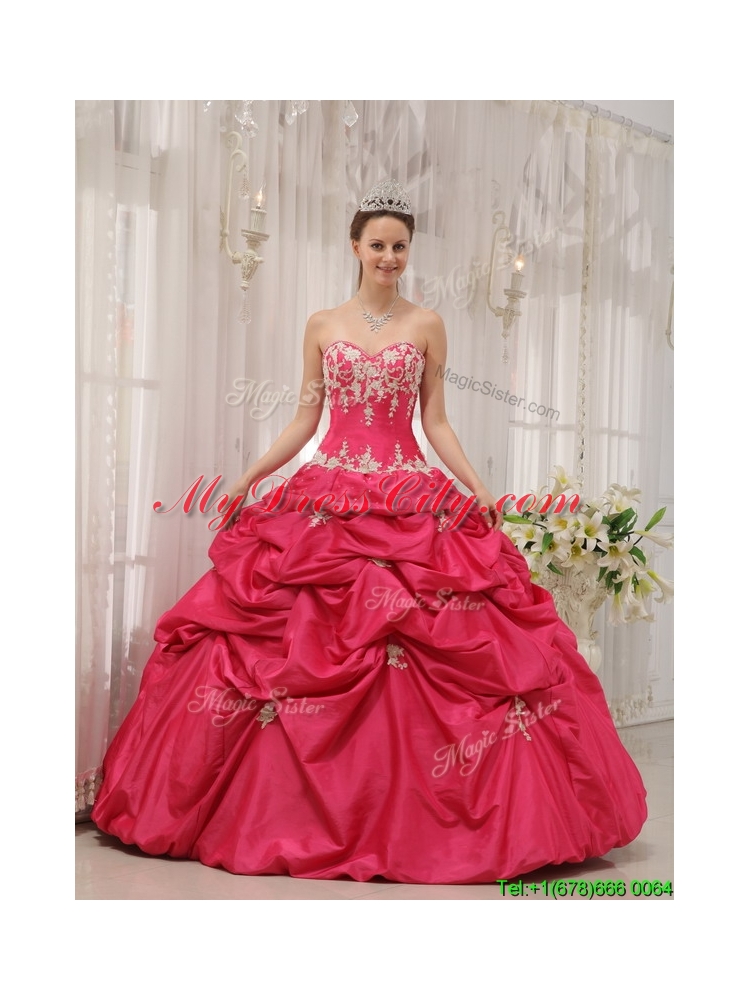 2016 Unique Ball Gown Sweetheart Appliques Quinceanera Dresses