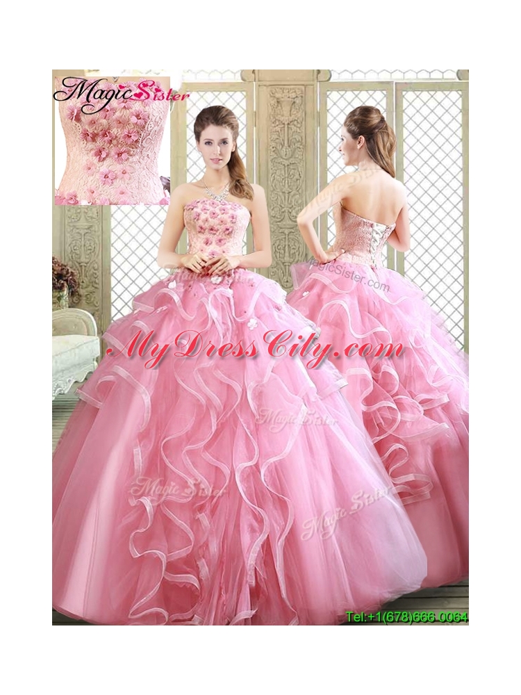 Lovely Strapless Sweet 16 Dresses with  Appliques and Ruffles