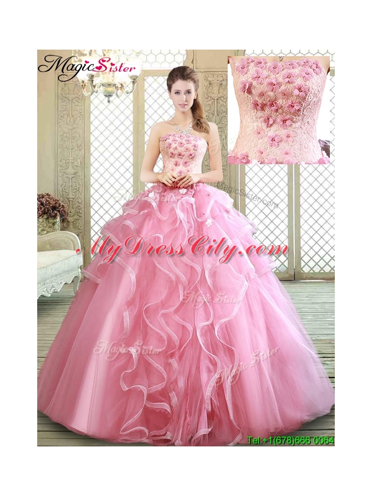 Lovely Strapless Sweet 16 Dresses with  Appliques and Ruffles