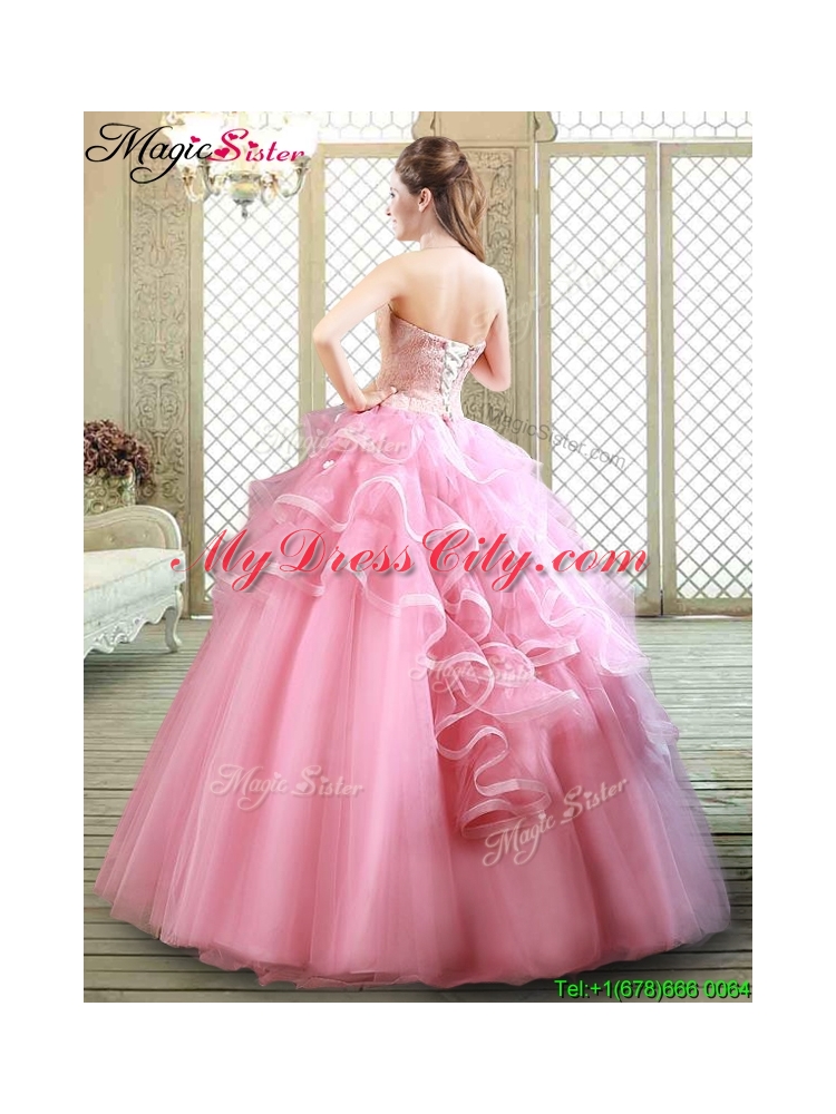 Lovely Strapless Sweet 16 Dresses with  Appliques and Ruffles