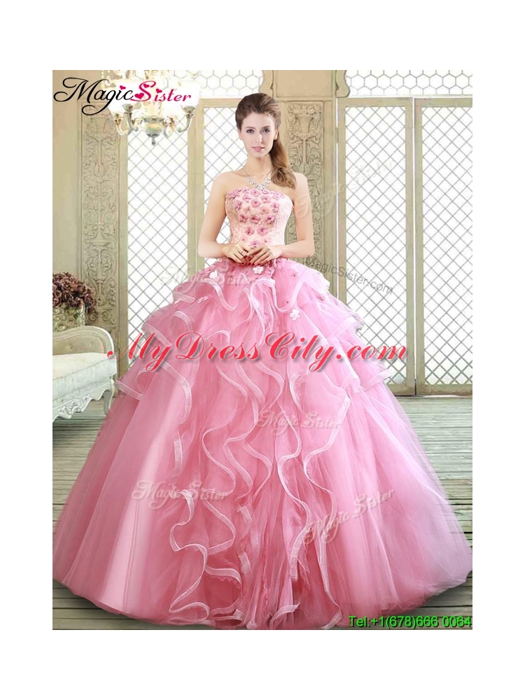 Lovely Strapless Sweet 16 Dresses with  Appliques and Ruffles