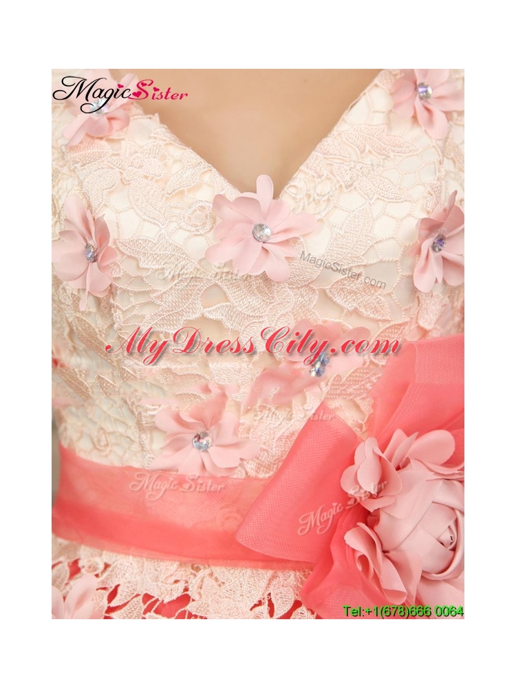 Spring Cheap Straps Quinceanera Dresses with Appliques and Hand Made Flowers