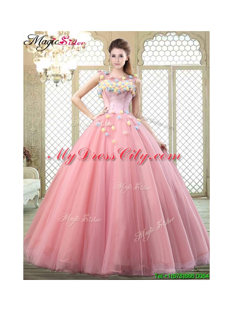 Summer New Style Scoop Quinceanera Dresses with Zipper Up