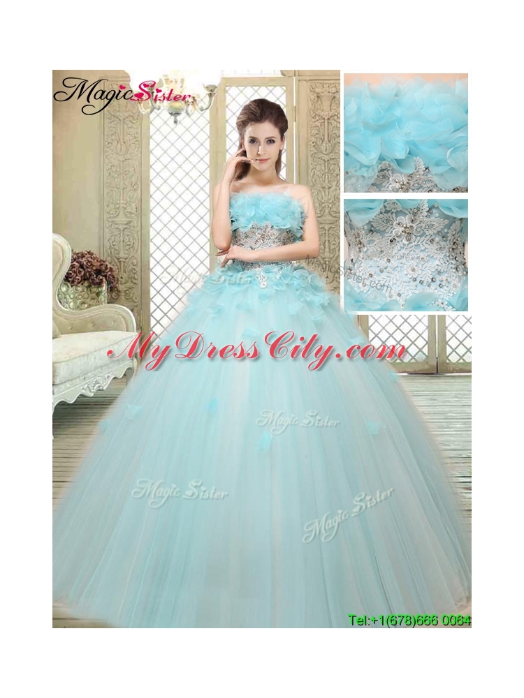 Beautiful Strapless Quinceanera Dresses with Appliques and Ruffles