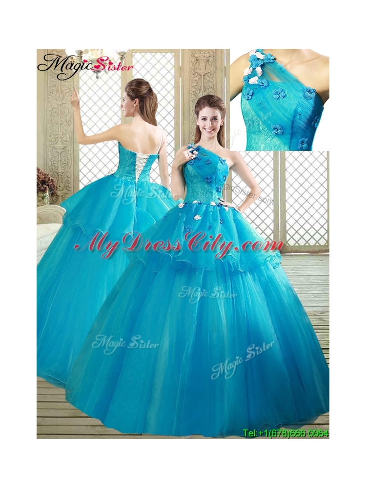 Popular One Shoulder Quinceanera Dresses with Ruffles and Appliques