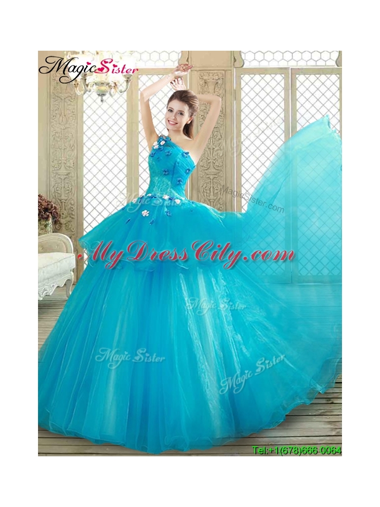 Popular One Shoulder Quinceanera Dresses with Ruffles and Appliques