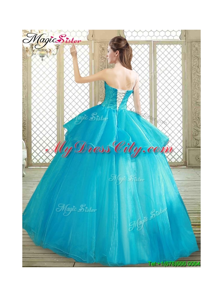 Popular One Shoulder Quinceanera Dresses with Ruffles and Appliques