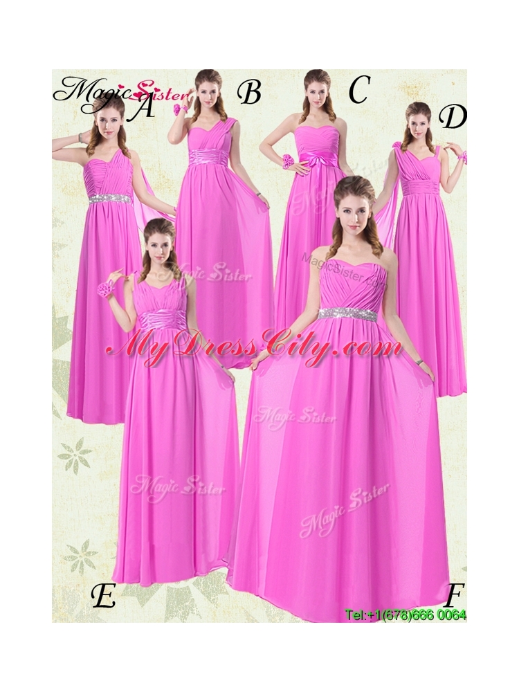 2016 Fashionable Empire Straps Bridesmaid Dresses with Ruching and Belt