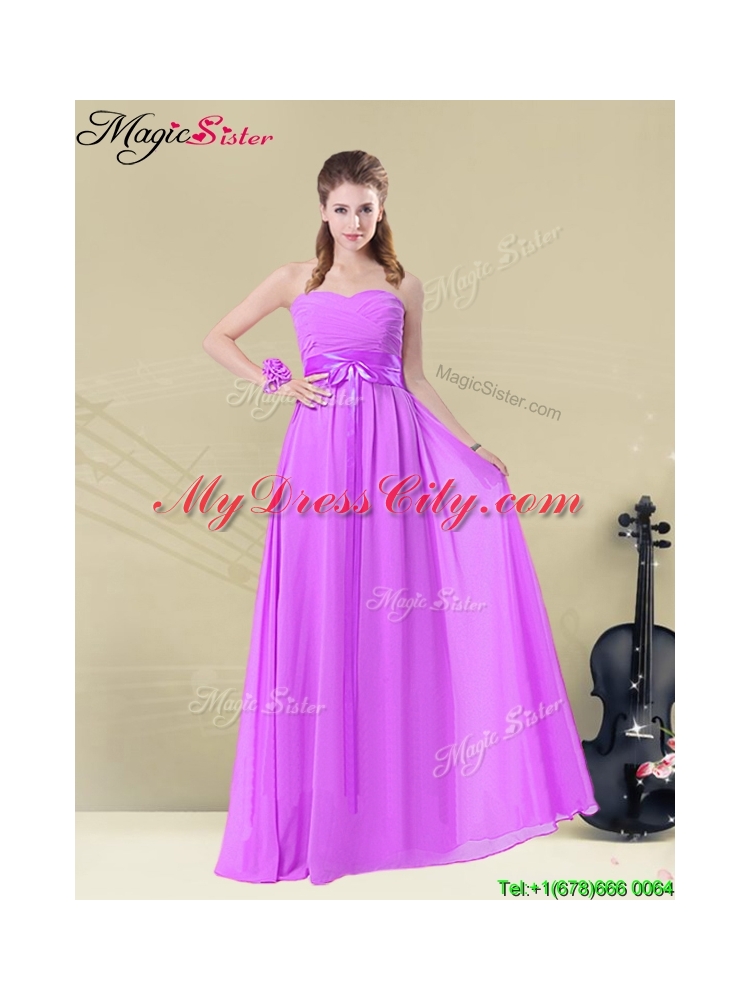 Inexpensive Sweetheart Dama Dresses with Belt