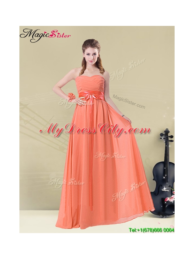 Inexpensive Sweetheart Dama Dresses with Belt