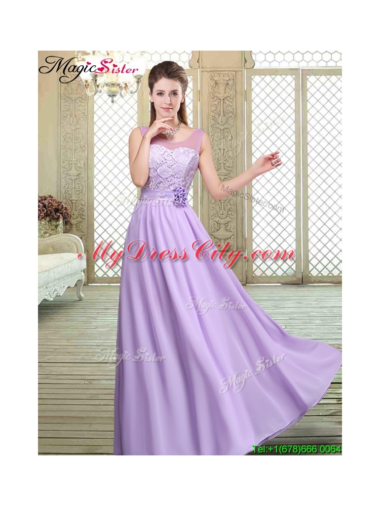 2016 Best Scoop Lace Prom Dresses in Lavender