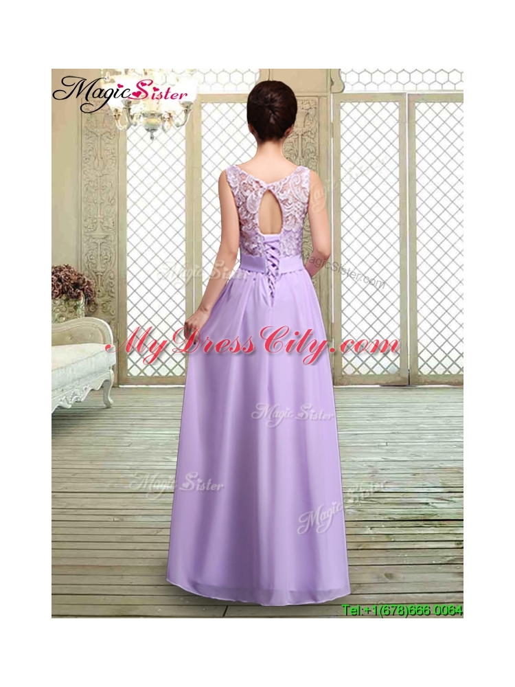 2016 Pretty Scoop Bowknot Lavender Dama Dresses for Fall