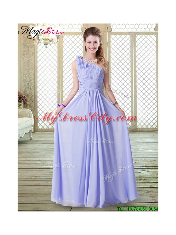 Beautiful Empire One Shoulder Prom Dresses in Lavender