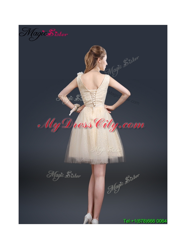 Fall Beautiful Scoop Prom Dresses with Appliques and Belt