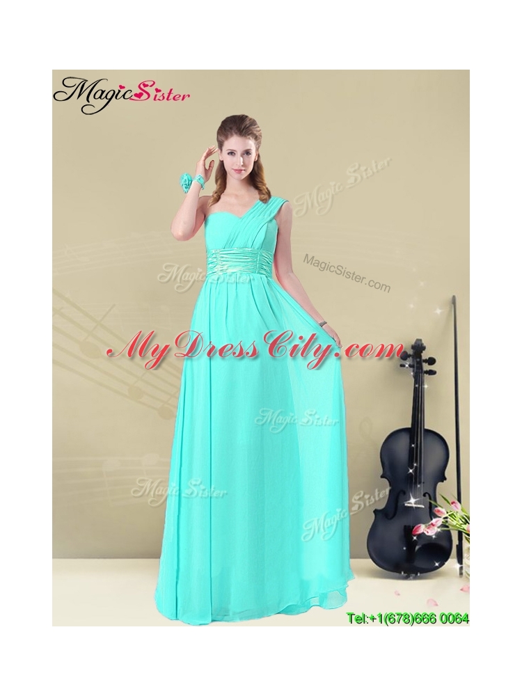 Gorgeous Empire Prom Dresses with Belt in Apple Green