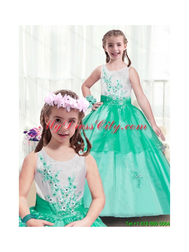 Modest Scoop Little Girls Pageant Dresses with Appliques