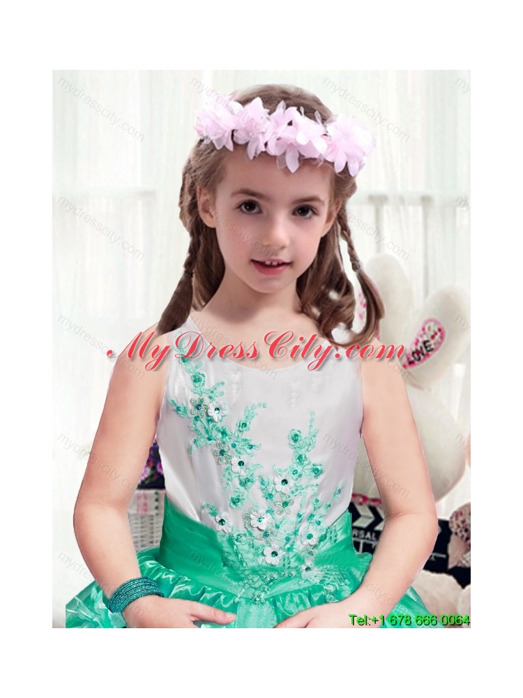 Modest Scoop Little Girls Pageant Dresses with Appliques