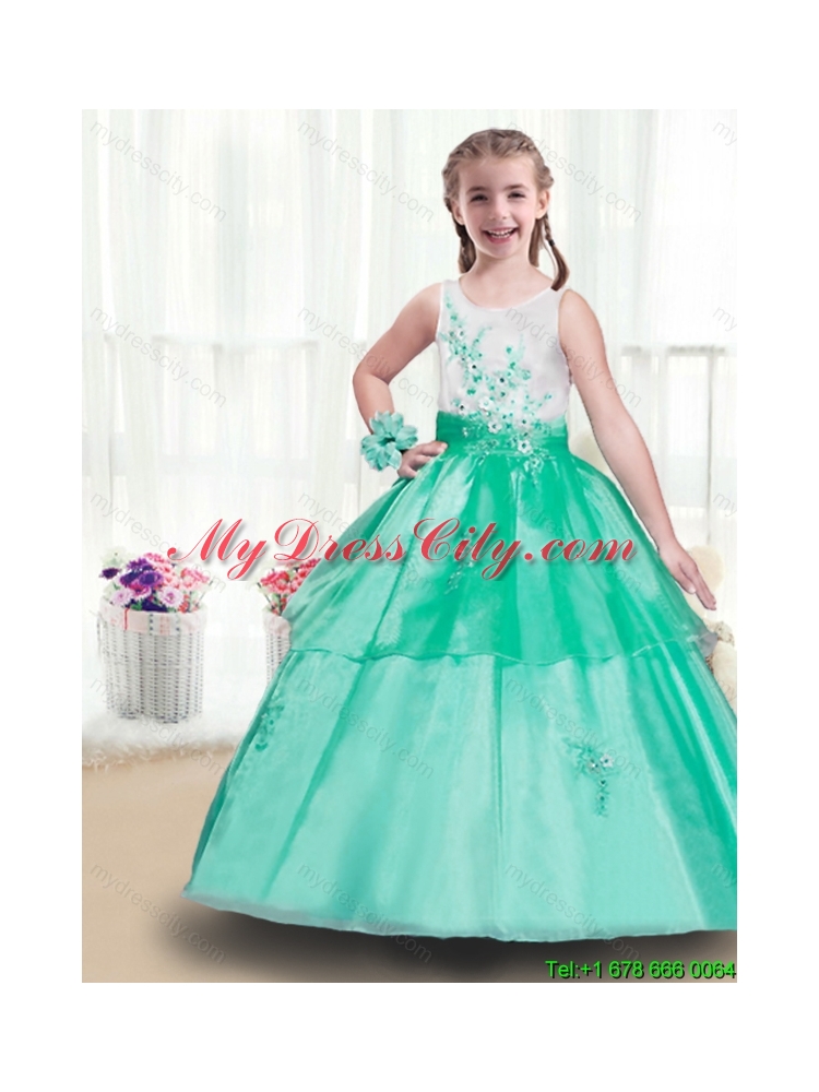 Modest Scoop Little Girls Pageant Dresses with Appliques