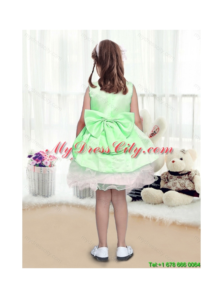 Beautiful A Line Scoop Mini Length Bowknot Flower Girl Dresses in Multi Color