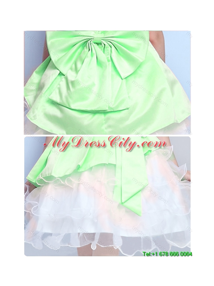 Beautiful A Line Scoop Mini Length Bowknot Flower Girl Dresses in Multi Color