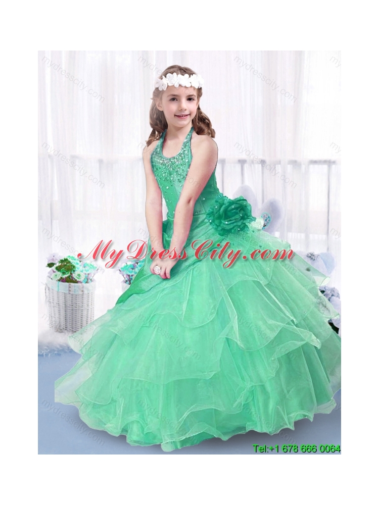 Luxurious Ball Gown Halter Top Little Girl Pageant Dresses