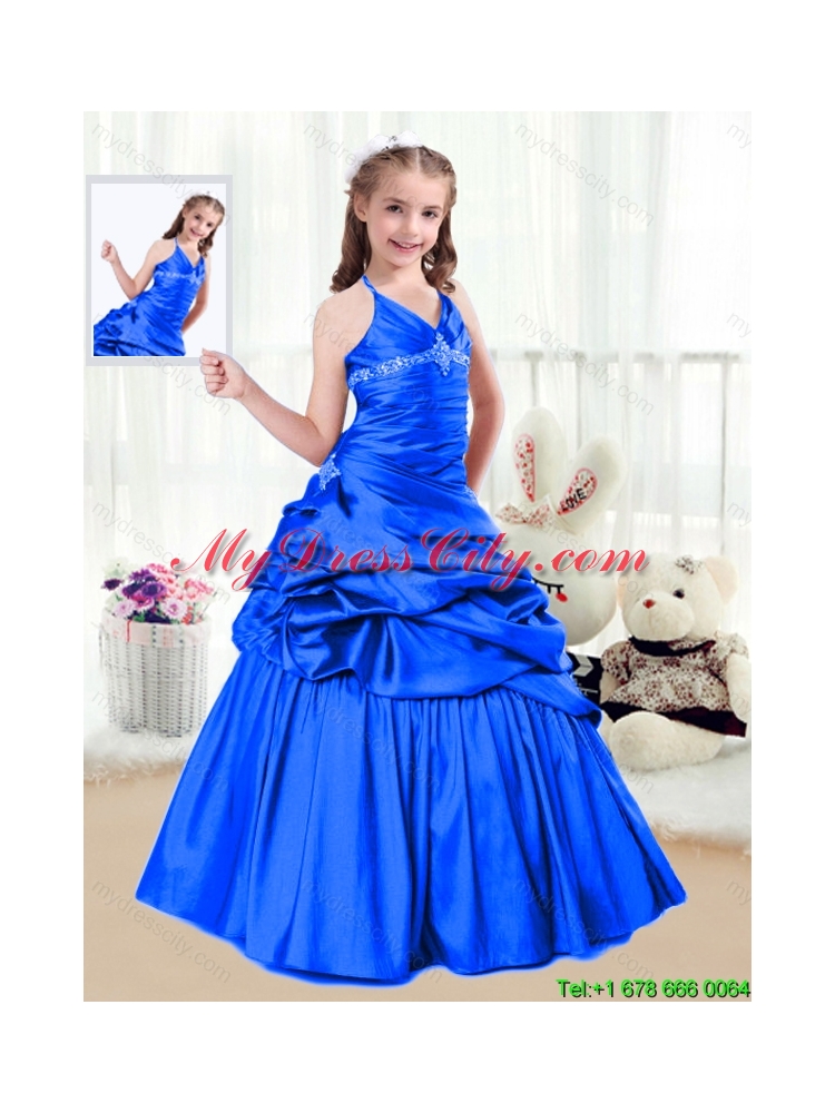 Perfect A Line Halter Top Little Girl Pageant Dresses with Beading