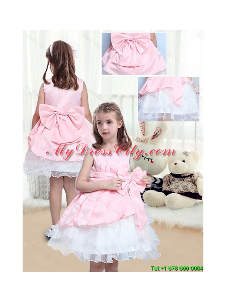 Perfect A Line Scoop Mini Length Bowknot Flower Girl Dresses