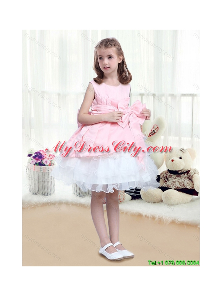 Perfect A Line Scoop Mini Length Bowknot Flower Girl Dresses