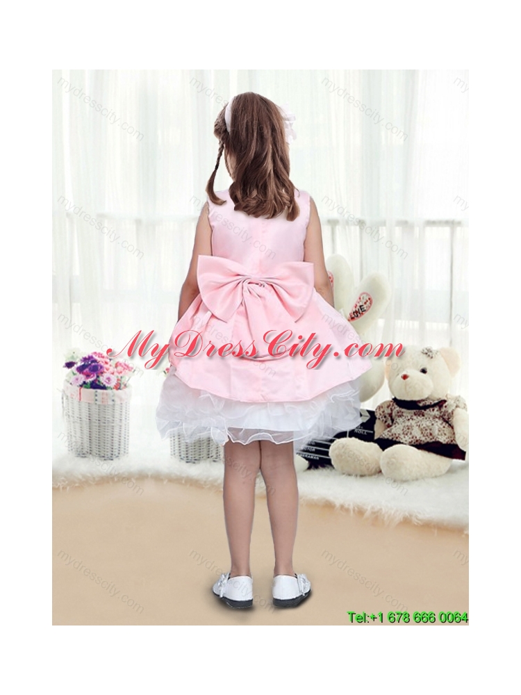 Perfect A Line Scoop Mini Length Bowknot Flower Girl Dresses