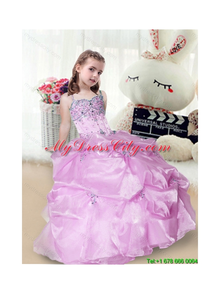 Perfect Beading and Appliques Little Girl Pageant Gowns in Lavender