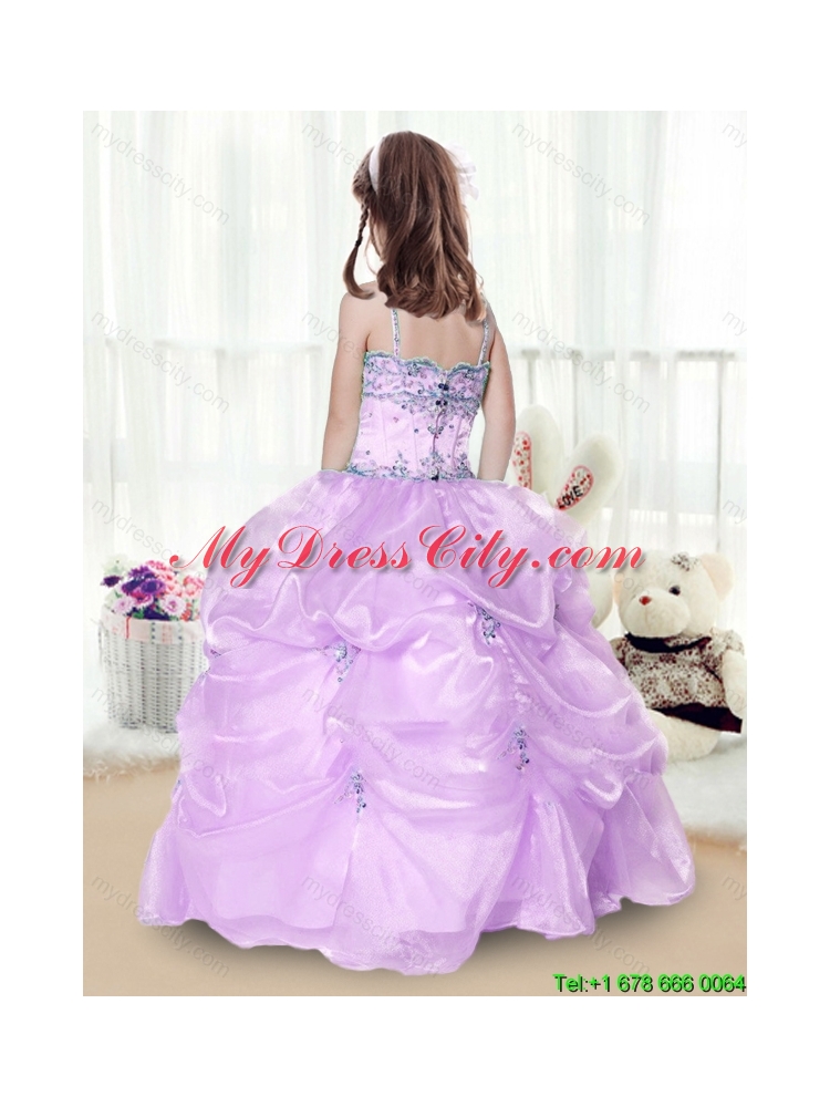 Perfect Beading and Appliques Little Girl Pageant Gowns in Lavender