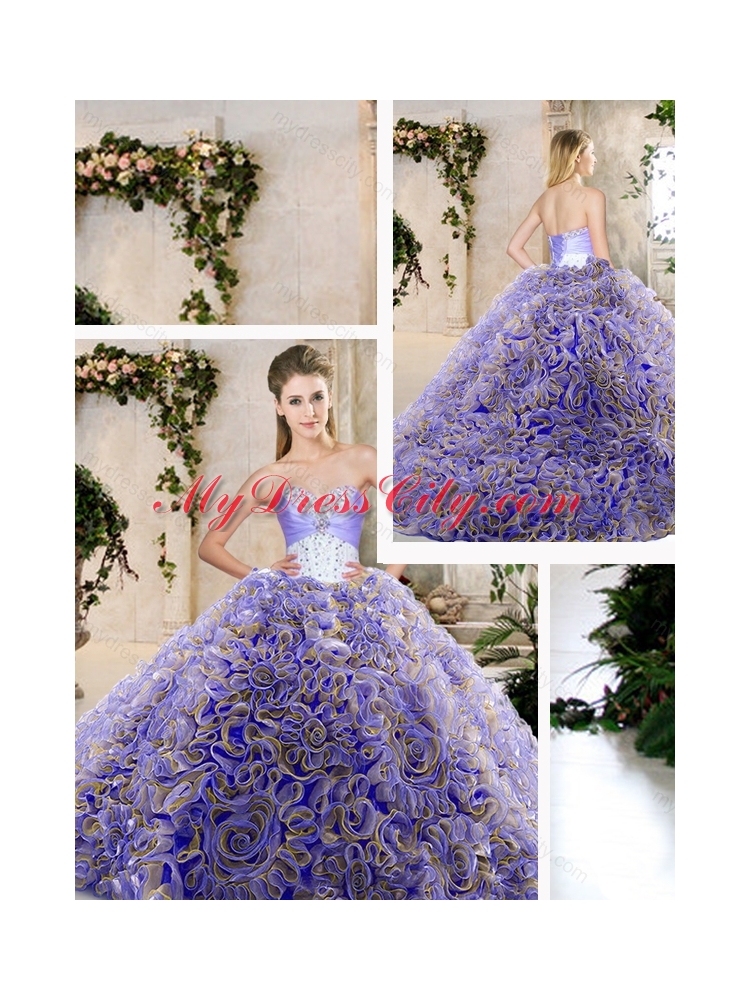 Hot Sale Ruffles Lavender Sweet 16 Dresses with Beading