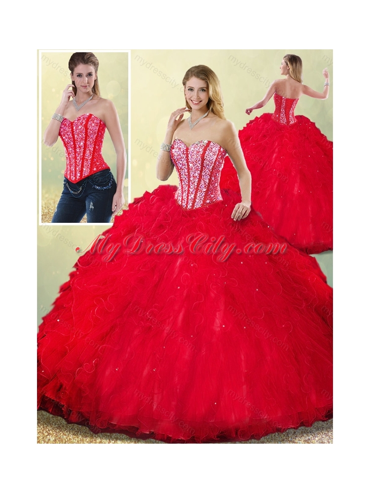 Latest Sweetheart Beading Quinceanera Dresses with Ruffles