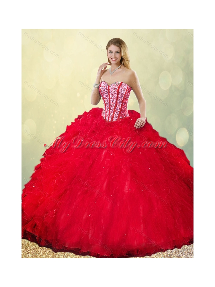 Latest Sweetheart Beading Quinceanera Dresses with Ruffles