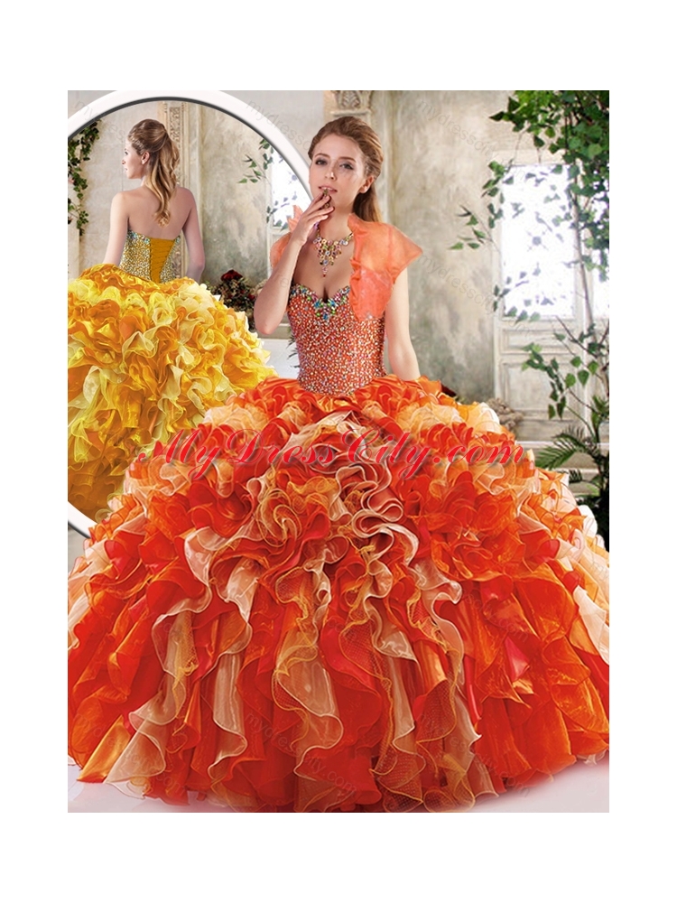 New Style Sweetheart Quinceanera Dresses with Beading and Ruffles