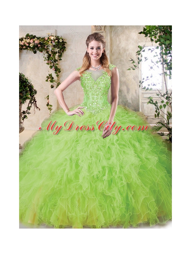 2016 Cheap Ball Gown Quinceanera Dresses with Appliques and Ruffles