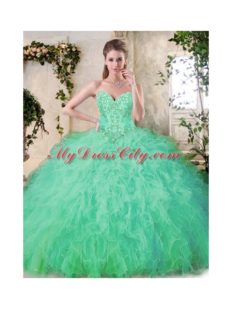 2016 Cheap Ball Gown Quinceanera Dresses with Appliques and Ruffles