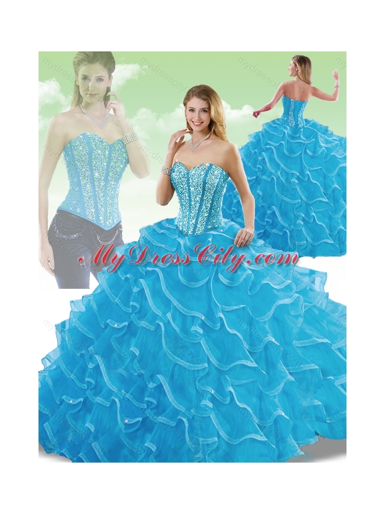 2016 Cheap Sweetheart Detachable Quinceanera Dresses with Beading and Ruffles