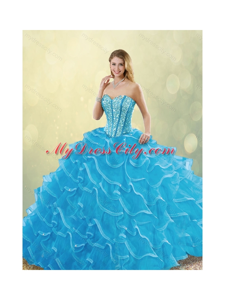 2016 Cheap Sweetheart Detachable Quinceanera Dresses with Beading and Ruffles