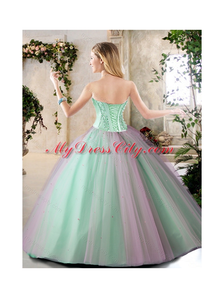 Cheap Beading Quinceanera Dresses in Apple Green