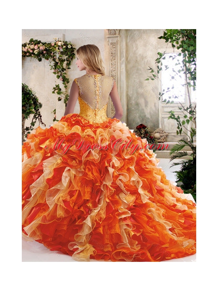 Classical Straps Quinceanera Dresses with Beading and Ruffles