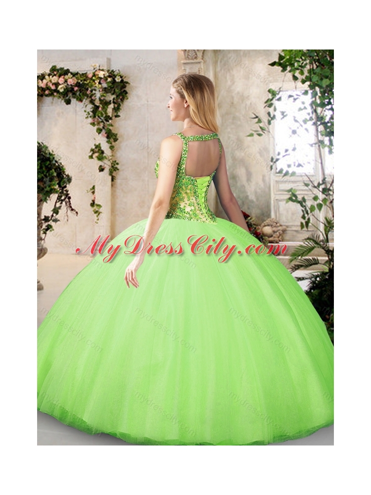 Elegant Straps Beading Quinceanera Gowns with Appliques