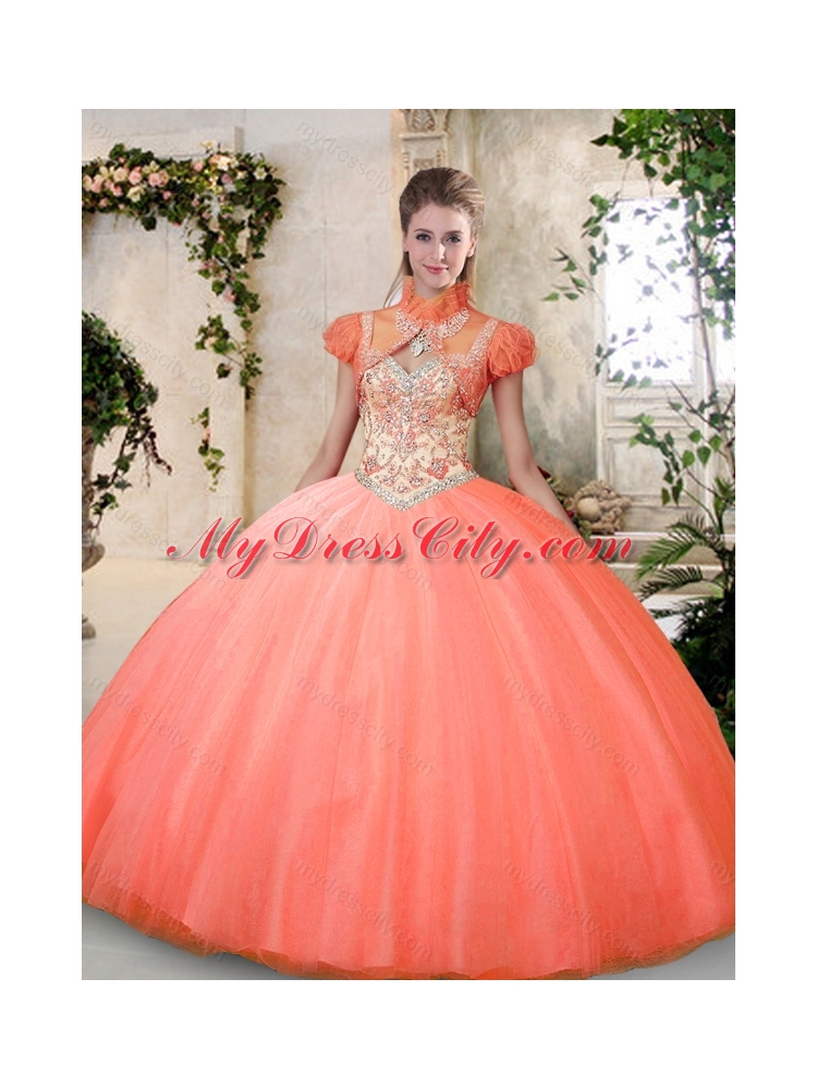 Elegant Straps Beading Quinceanera Gowns with Appliques