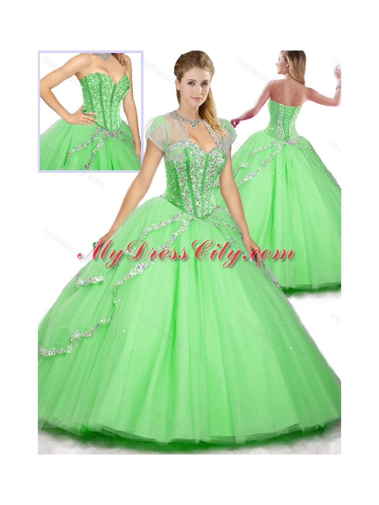 Fashionable Floor Length Beading Sweet 16 Dresses for Spring